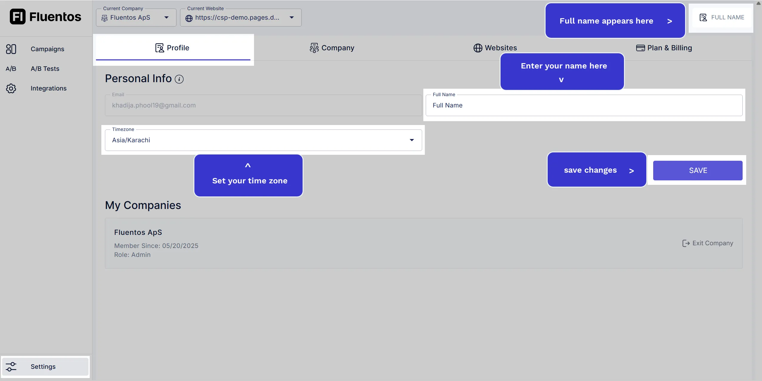 Profile Setup