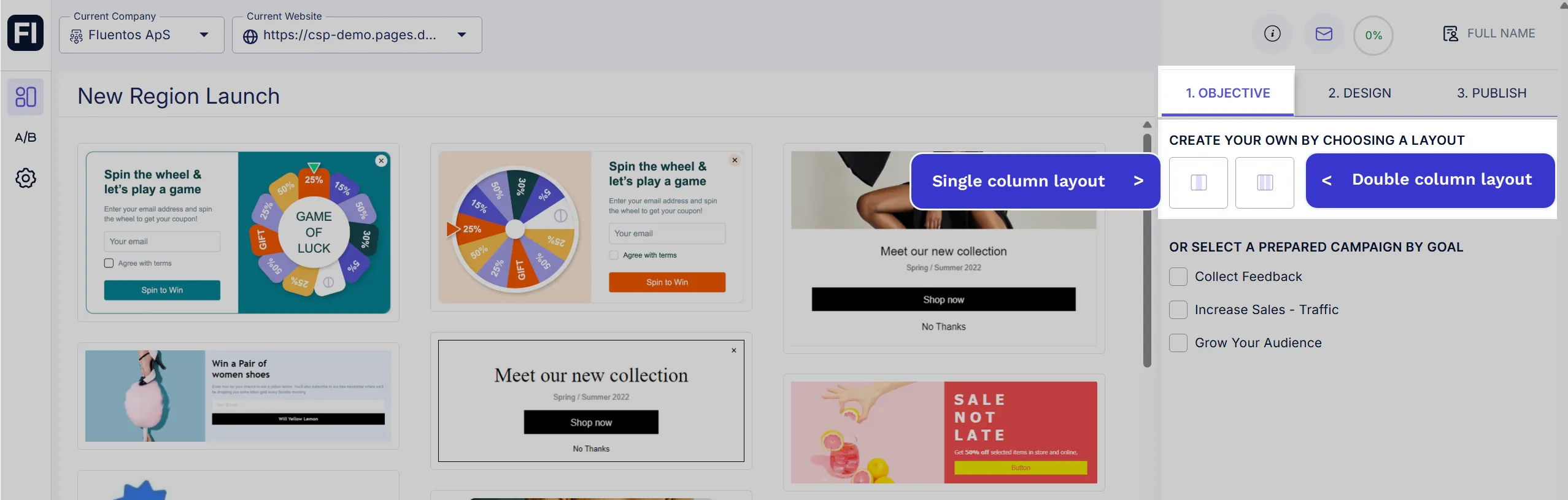 Select Layout At Campaign Creation