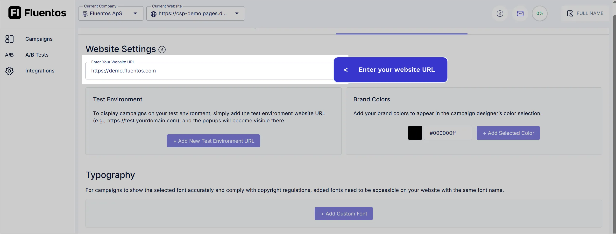 Enter website name