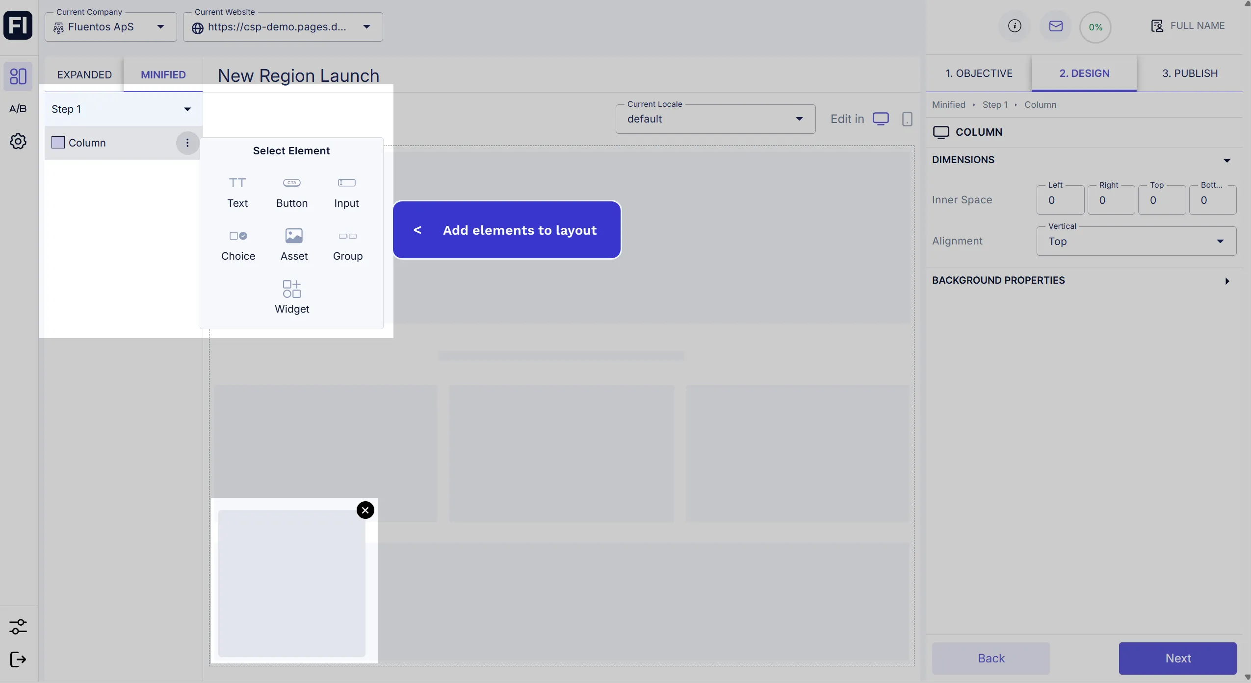 Empty Single Column Layout