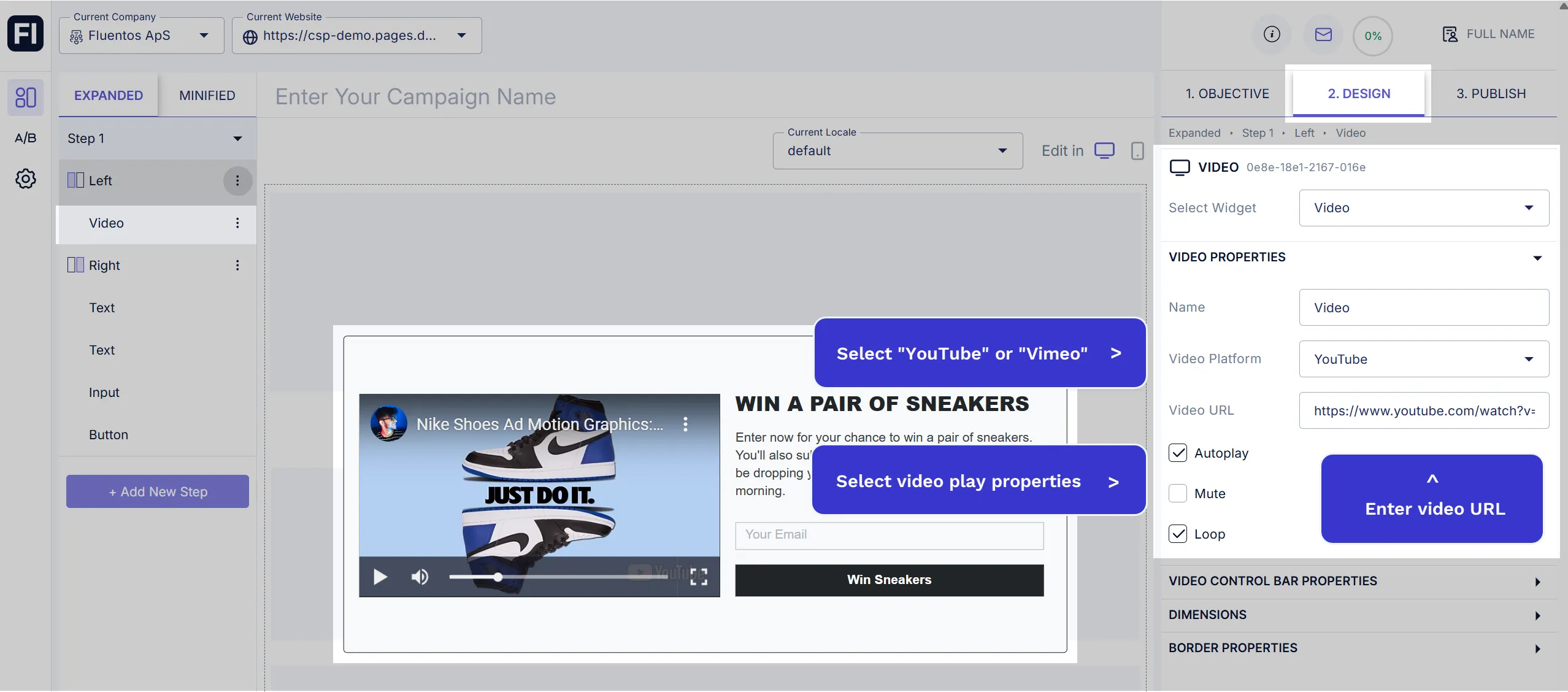 Video URL and Play properties
