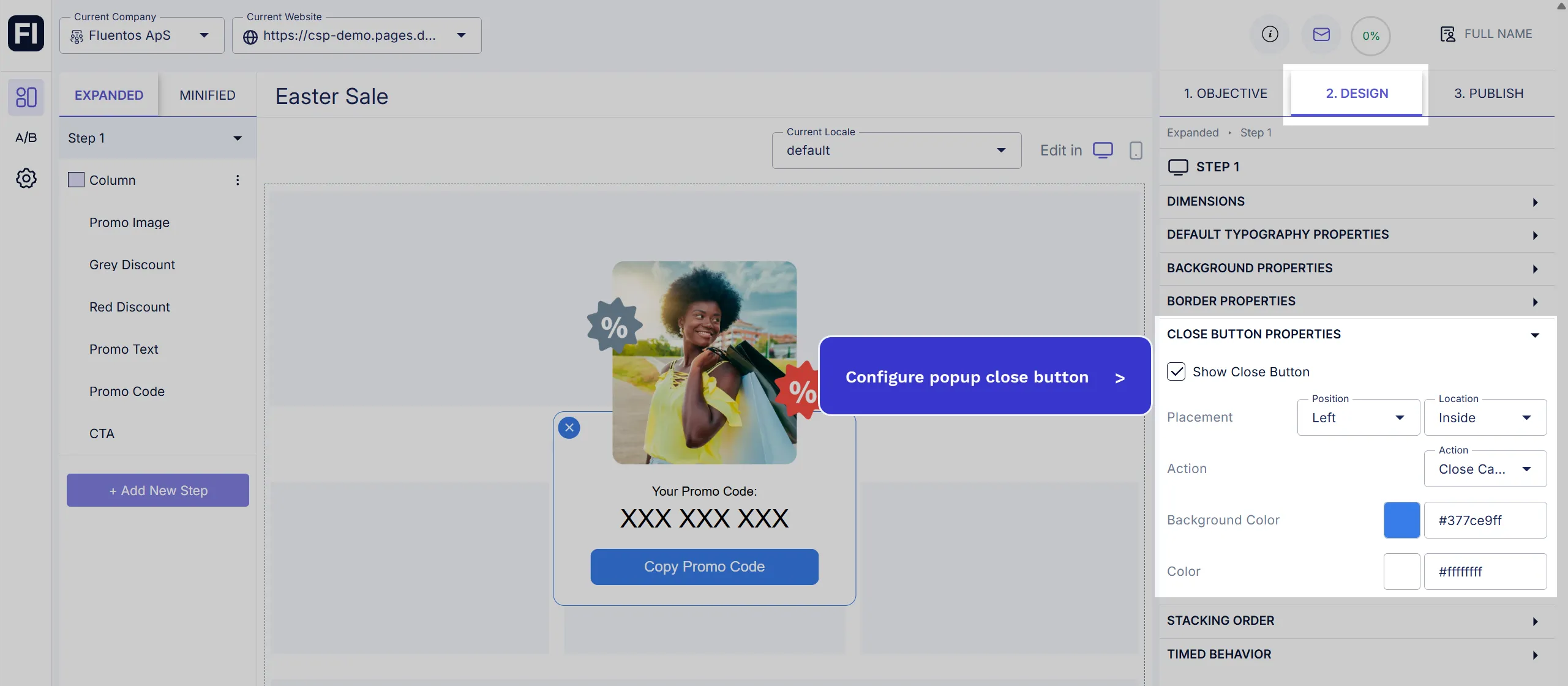 Close Button Properties