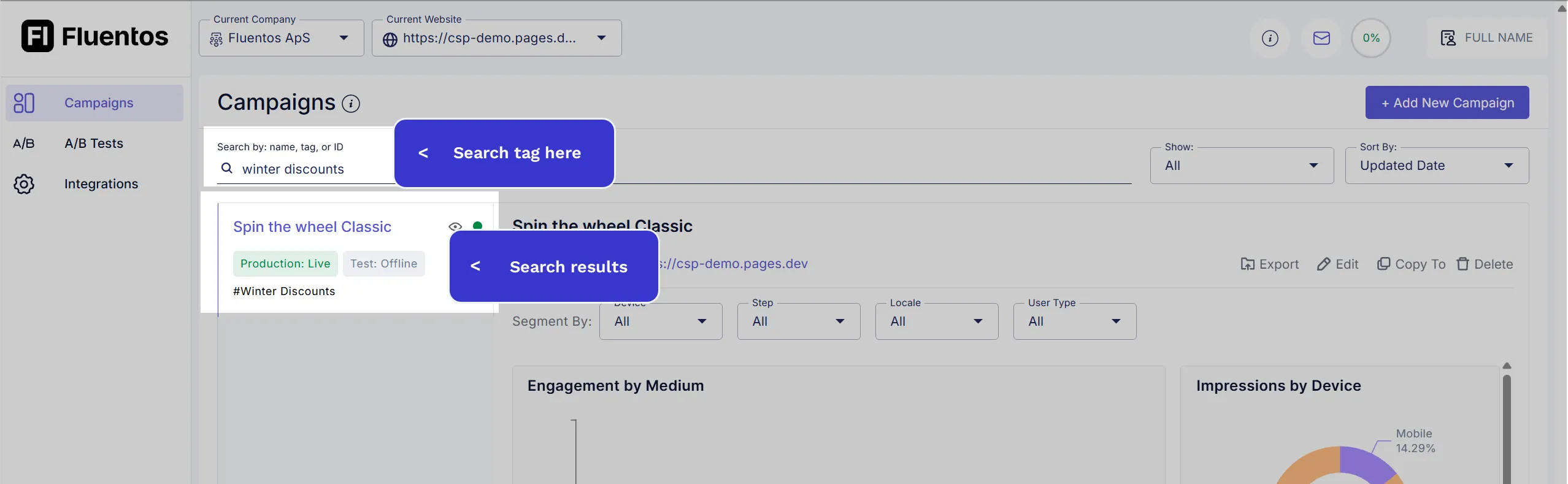 Using Tags To Search Campaigns