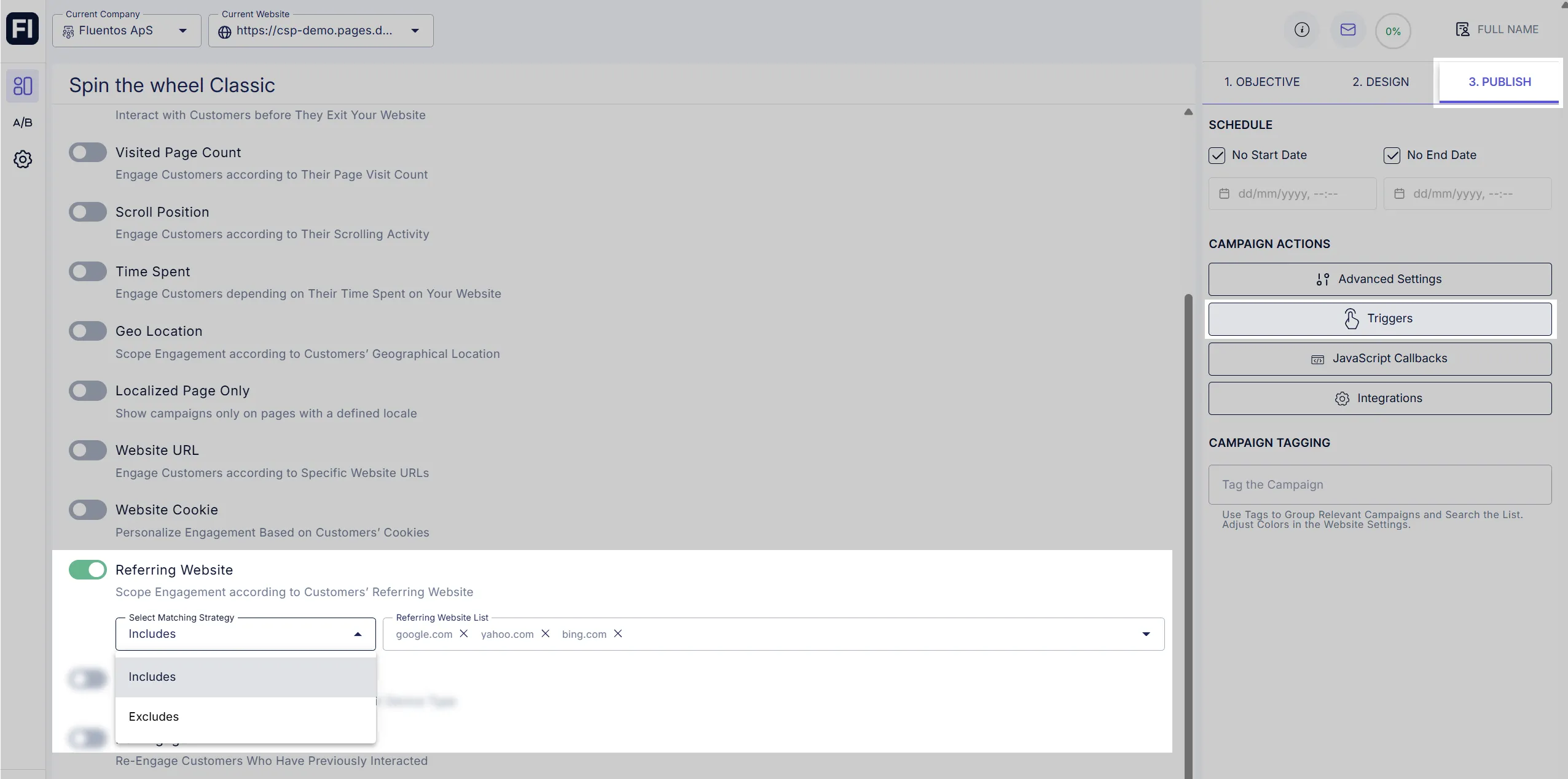 Referring Website Trigger