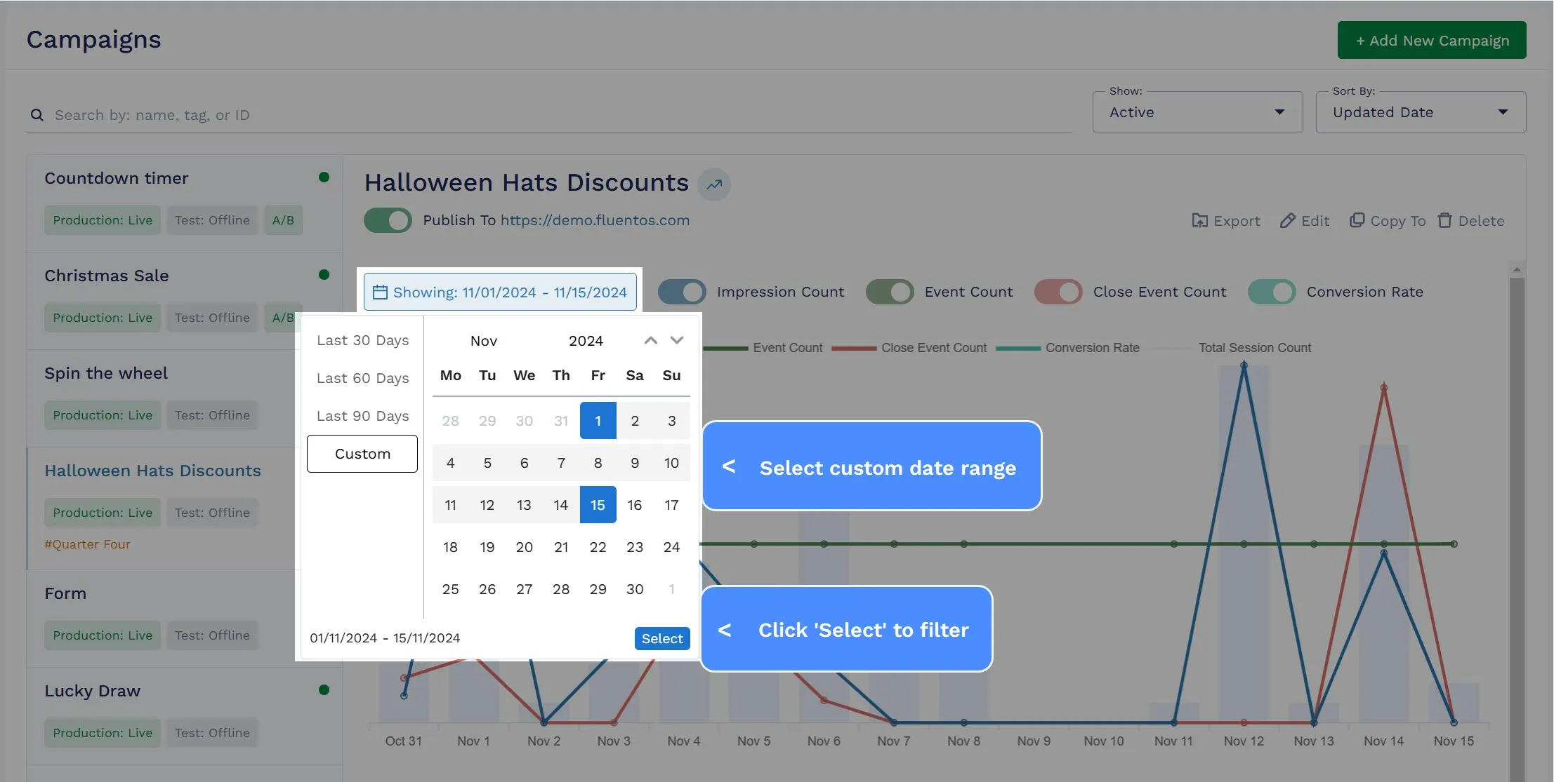 Custom Date Range