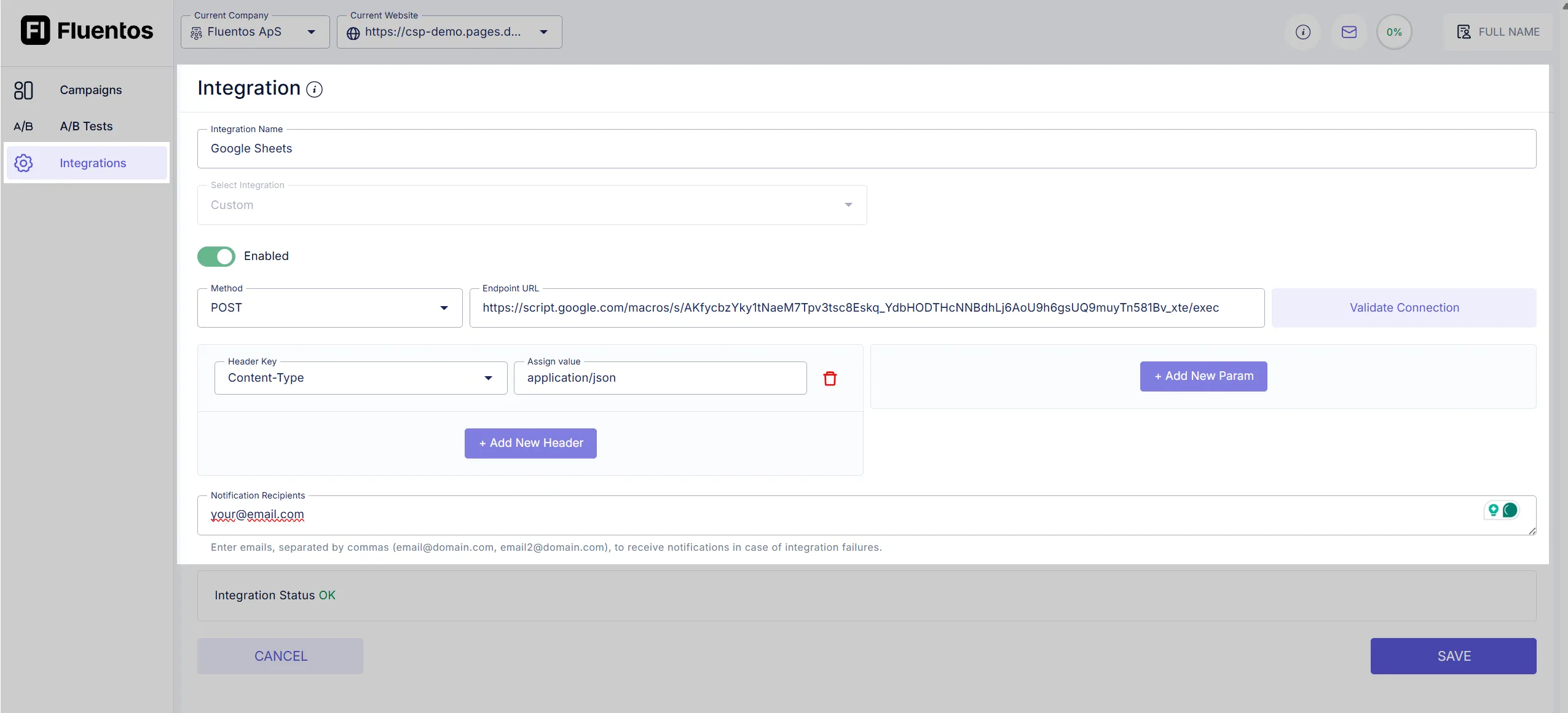 Add New Integrationn