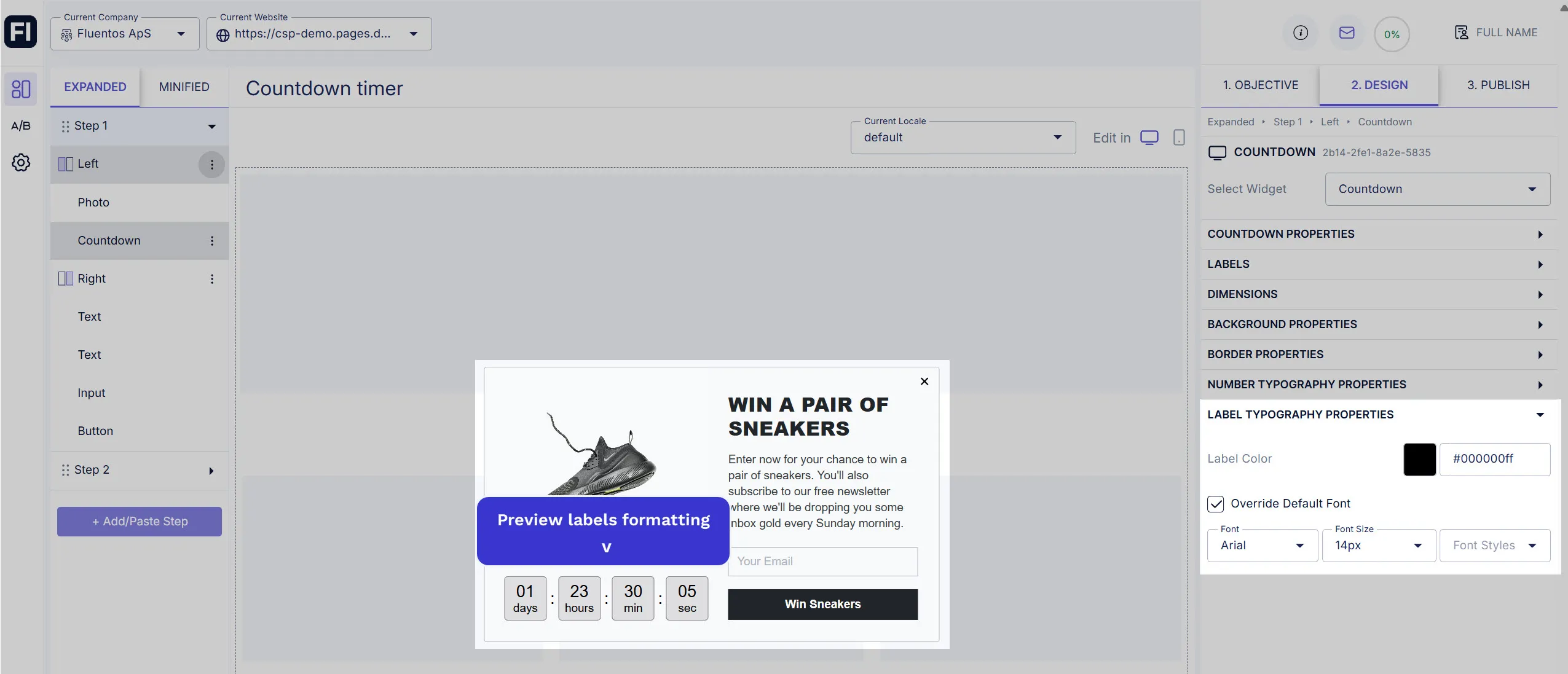 Define Label Typography Properties