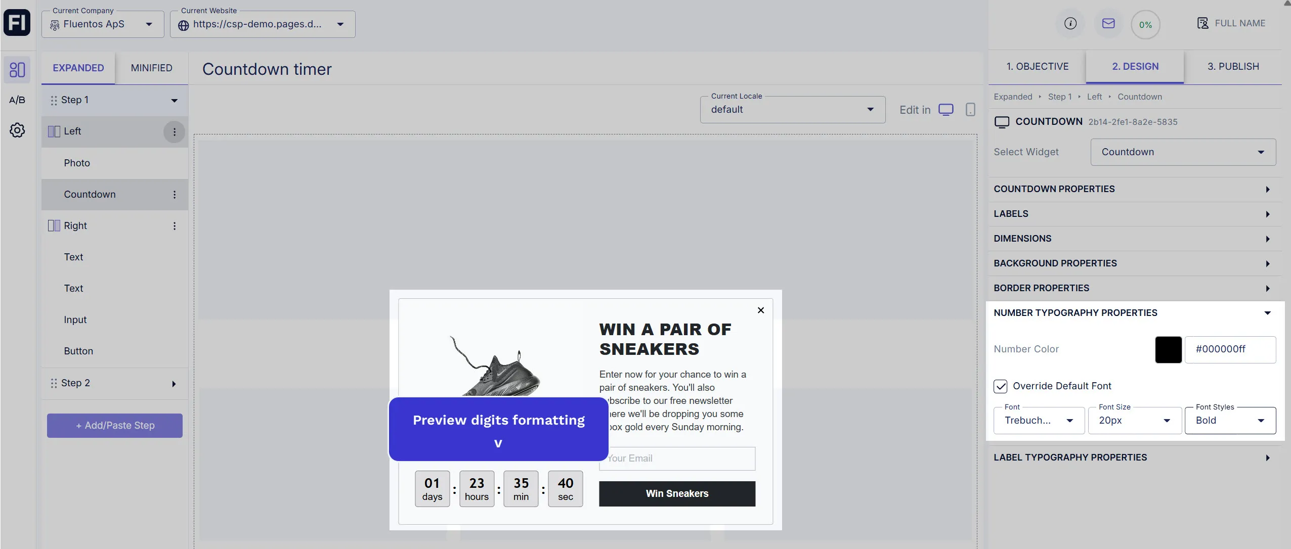 Define Number Typography Properties