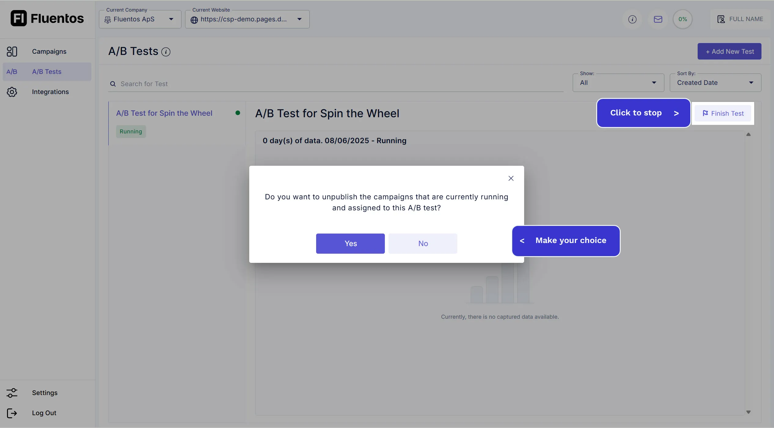 Finish A/B Test