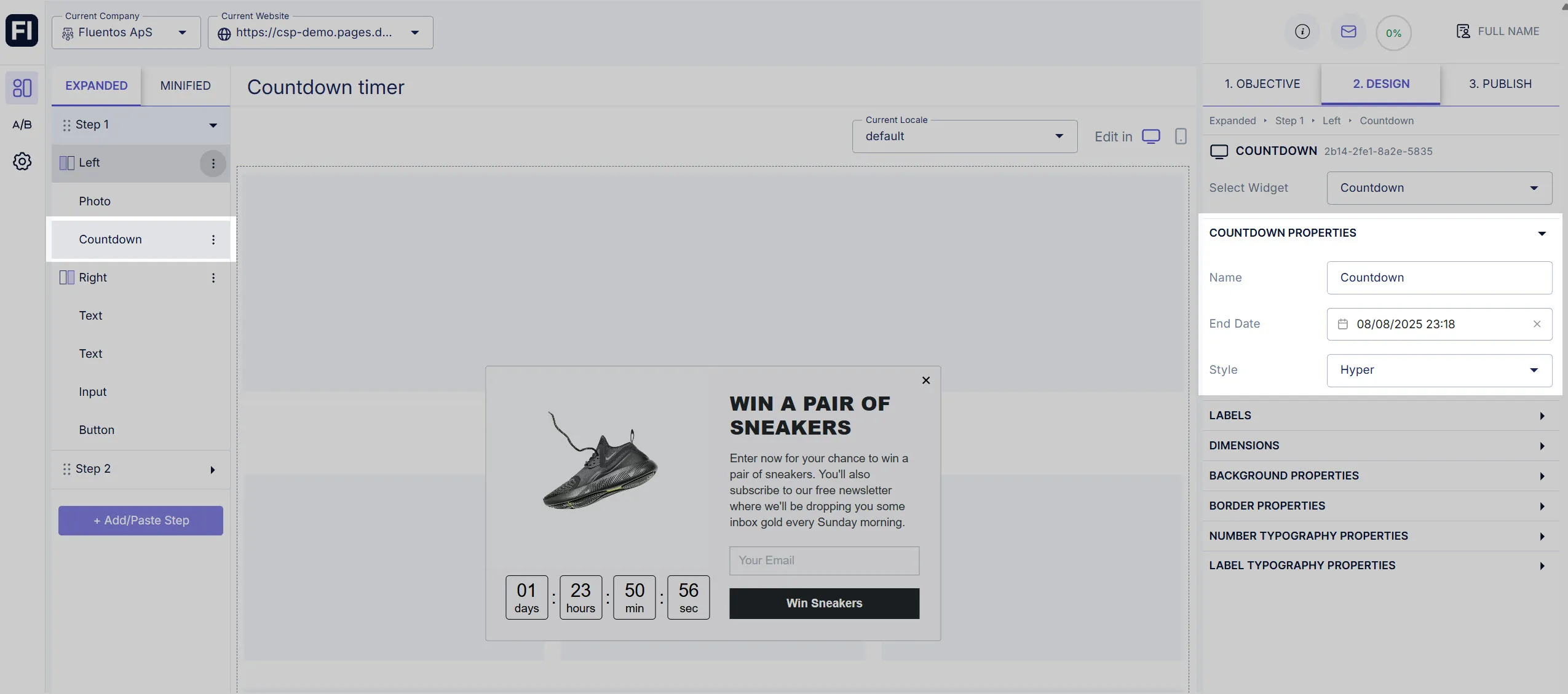 Set Countdown Timer Properties