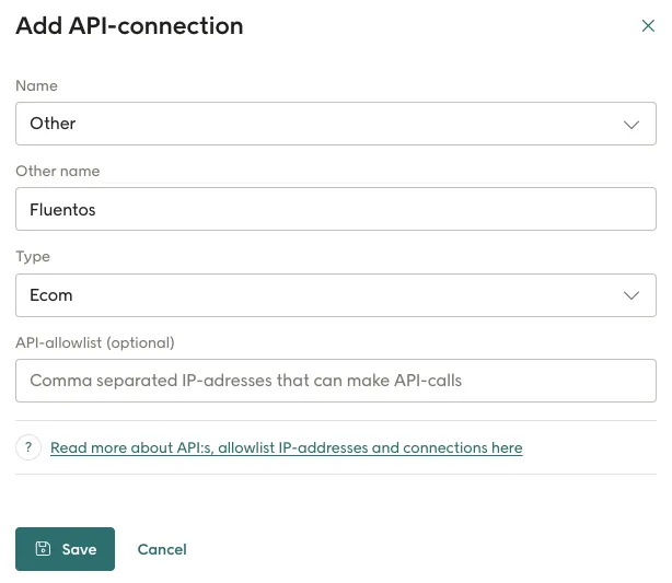 Add API connection in Voyado