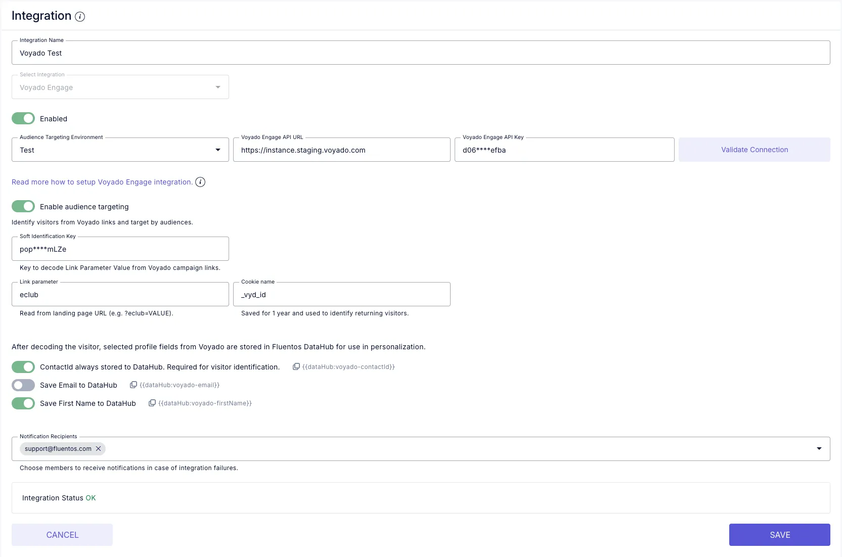 Fluentos Voyado integration setup